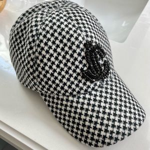 💖 Jimmy Choo adjustable herringbone cap with logo beaded appliqué NWOT